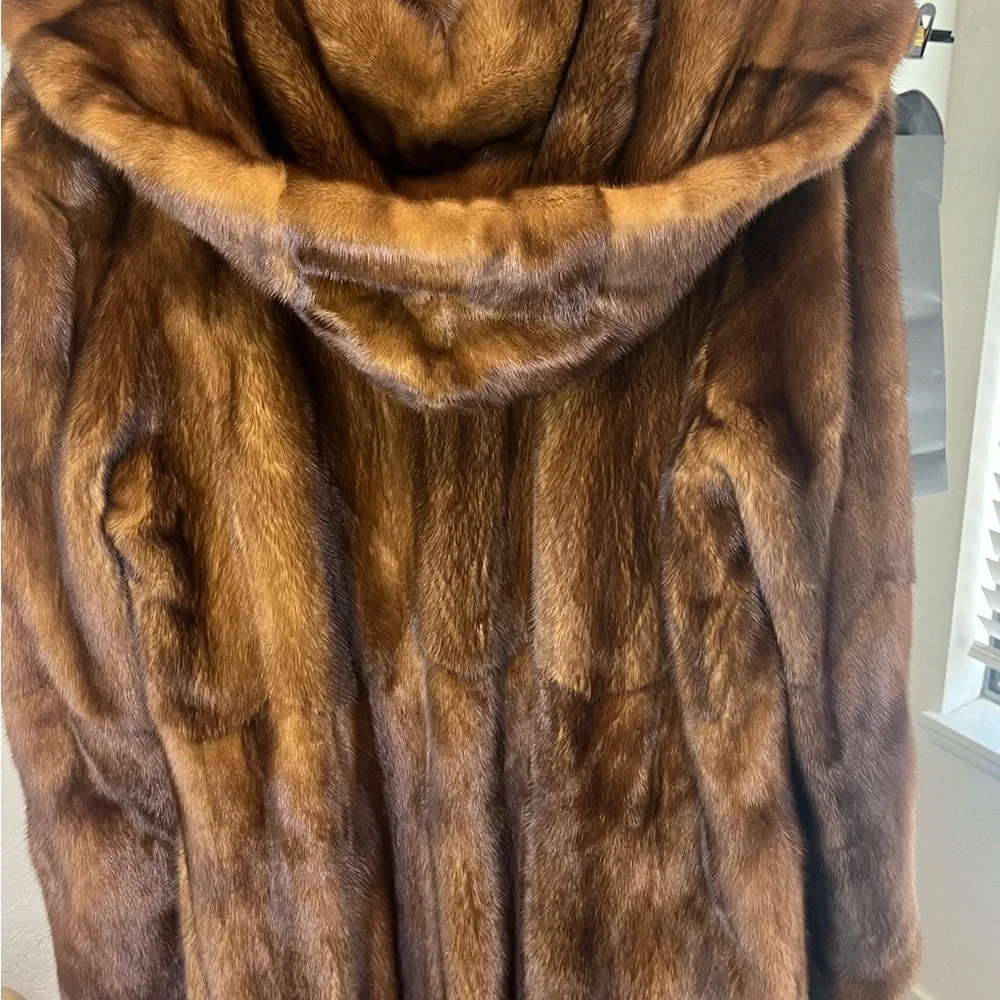 DENNIS BASSO Real Fur Full Length Hooded Fur Coat - Picture 3 of 11